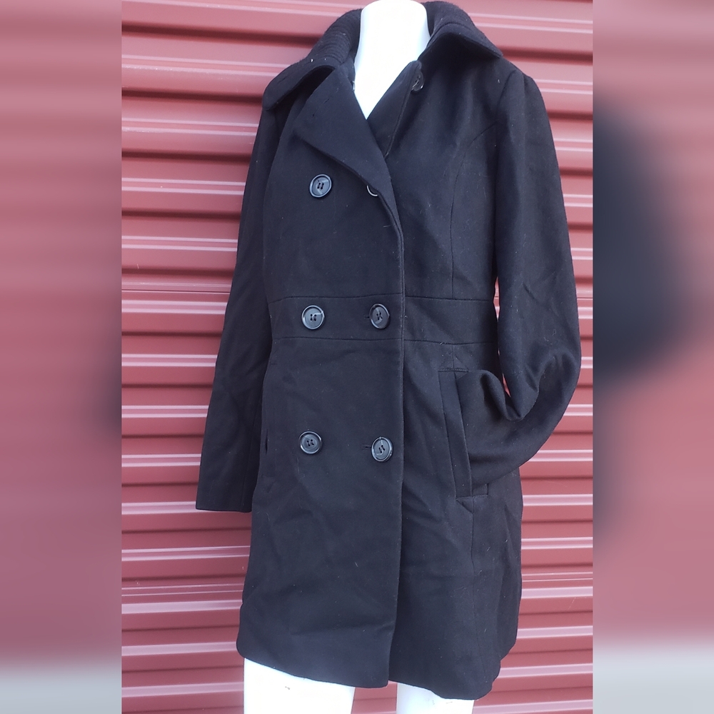 IZ SPORT black peacoat 54% Wool ButtonUp Jacket Coat Winter Size Med